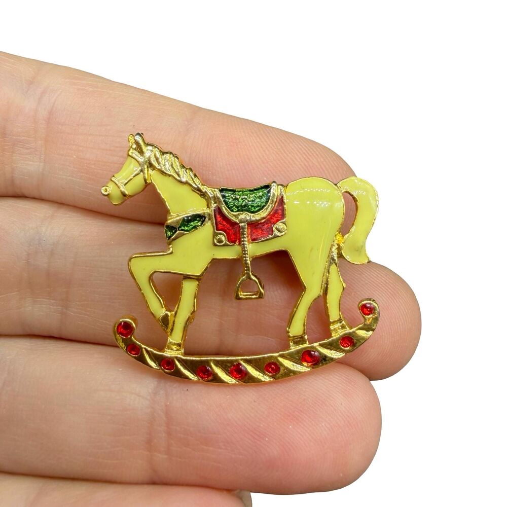 Vintage Rocking Horse Brooch Carousel Horse Pin